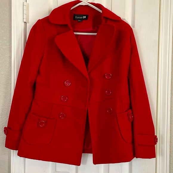 Red women’s peacoat - Picture 1 of 2